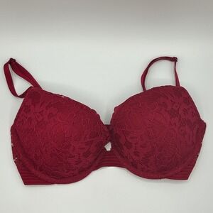 Victorias Secret Very Sexy Push Up Floral‎ Lace Bra 32D Red Lingerie Romantic